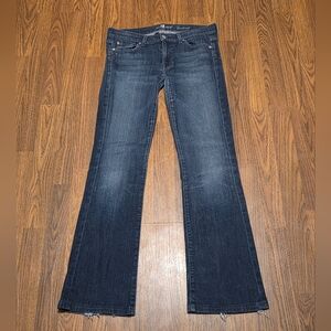 7 For All Mankind 7FAM Bootcut Jeans Womens 29 Dark Wash Distressed Denim E81